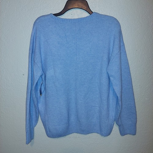 NWT Vince Camuto Sweater Womens M Sky Blue V Neck Pullover Boxy Soft Cozy - Picture 2 of 7