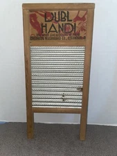 VTG Dubl Handi Columbus Washboard Co Primitive 18"  Metal Wood  