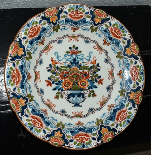 MAKKUM Keramik Wandteller Holland Blumen im Topf buntfarbig diam 35 cm. Ca. 1940