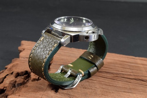 CORREA RELOJ 26 24 22 MM GENUINA PIEL CARABU VERDE II APTA PANERAI ETC MA STRAP - Picture 5 of 12