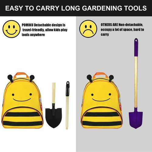 Kids Garden Tools, Rake and Shovel Set, 7 Pieces Gardening Tools for Yard, Beach - Picture 3 of 11