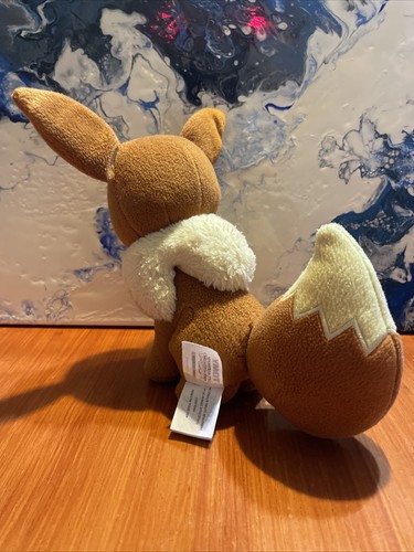 2017 TOMY POKEMON EEVEE SMILING EYES CLOSED HAPPY 7" PLUSH STUFFED TOY - Picture 6 of 16