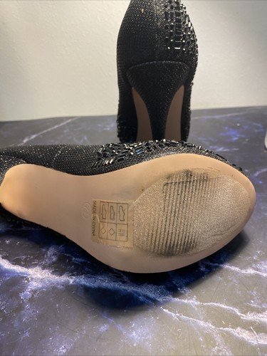 Lauren Lorraine Elissa 2 Black Embellished Peep-Toe Platform Formal Pumps 7.5 - Picture 10 of 10