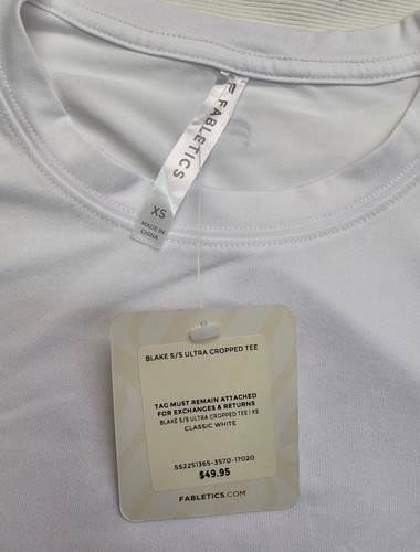 FABLETICS Women's Blake Ultra Crop Short Sleeve T-Shirt-(White, X-Small)NWT! - Picture 3 of 9
