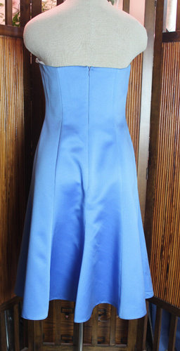 Davids Bridal cornflower blue satin bridesmaids evening dress 6 - Picture 5 of 5