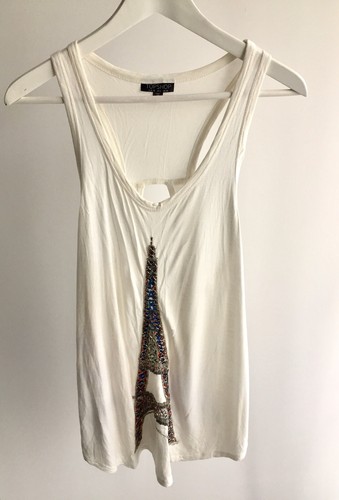 Women’s Topshop Embellished Bead Paris French Vest White Sleeveless Tank Top - Bild 2 von 7