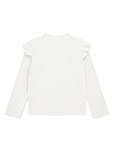 Kids Girls T-Shirt Ruffle Sleeves Tee School Top Stretch Shirts Solid Color - Picture 8 of 61