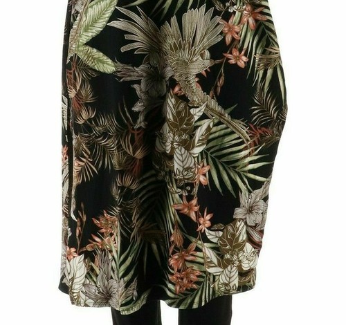 Mujeres con Control XS Petite Negro Tropical Floral Largo Túnica Plumero Top con Pierna - Imagen 4 de 4