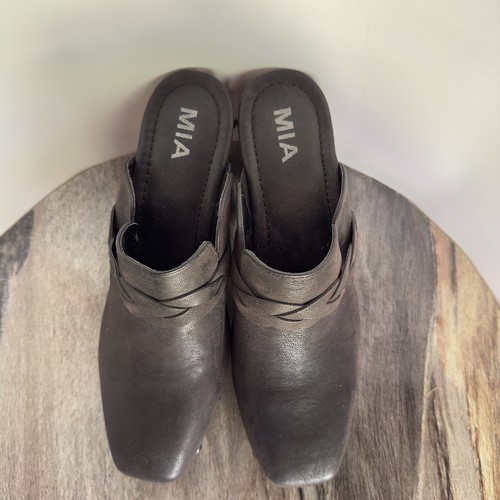 Mia Women's Size 8.5 Black Faux Leather Clog Mule Slides - Picture 5 of 14