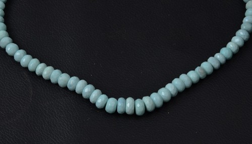8 Inch Strand 5-10 MM Rare Sky Blue Opal Faceted Rondelle Shape Gemstone Beads - Picture 3 of 4