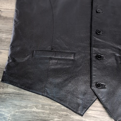 Black Leather Biker Vest Cripple Creek Western Adult XL Cowboy Rodeo EUC Mens - Picture 11 of 12