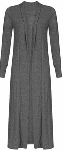 Ladies Maxi Long Length Boyfriend Cardigan Collared Top Long Full Sleeve Floaty - Picture 7 of 11