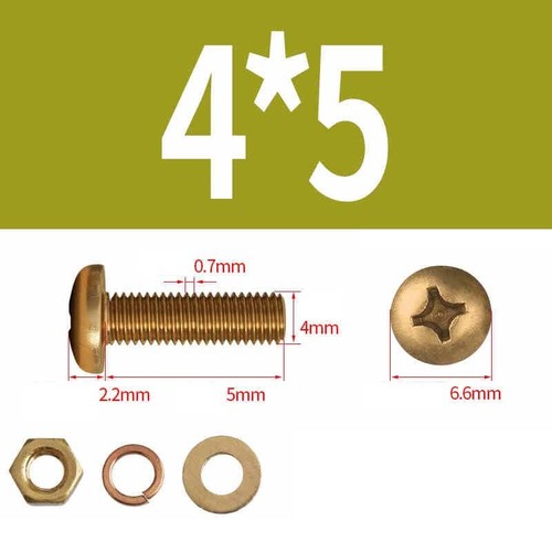 M3 M4 M5-M8 Messing Pan Head Phillips Schrauben Set Bolt+Mutter+Unterlegscheibe - Bild 17 von 61