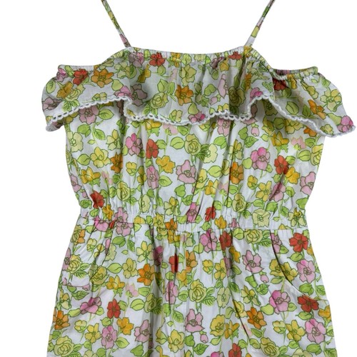 Janie & Jack Jumpsuit Floral Green Pink Yellow Girls Youth Size 12 - Picture 3 of 8