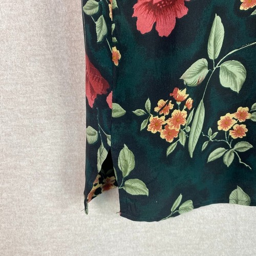 Vintage Quo-Silk Damen dunkel geblümt 100% Seide Top Größe L Fee Büro Karriere - Bild 2 von 10