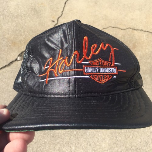 Vintage Harley Davidson Motorcycle Hat Cap SnapBack Biker Engine NOS Bike Shield - Picture 7 of 7