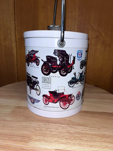 Vintage 60s/70s Metal Ice Bucket+Lid. Plastic Liner. Antique Cars, plus coasters - Picture 7 of 16