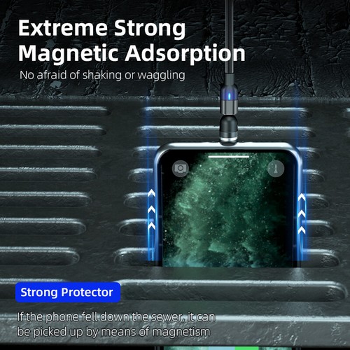 Magnetic Cable Right Angle Micro USB/Type C Charging Charger For iPhone 2M 3IN1 - Bild 9 von 35