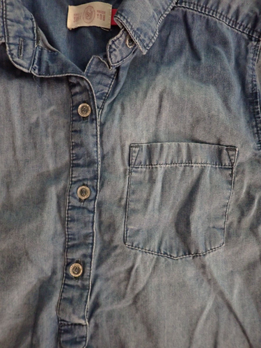 Girls So Size 12 Collared Shirt Chambray Button Up Blue Long Sleeve - Picture 3 of 10