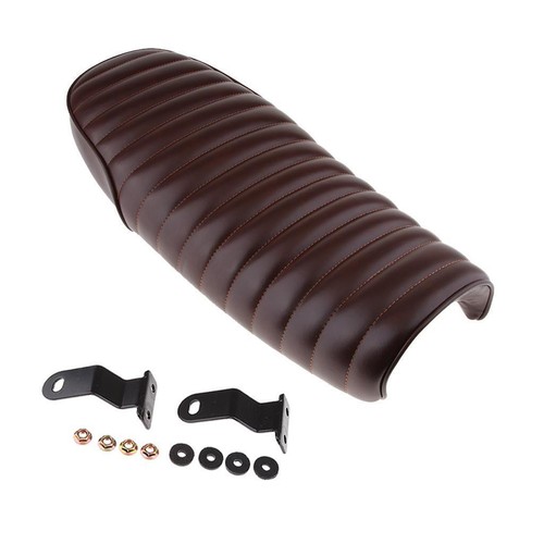 Motorcycle Flat Saddle 63cm  Vintage Seat Cushion PU Leather - Picture 7 of 10