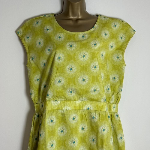 Brakeburn Dress Yellow Allium Print Cotton Lined Holiday Womens New Size 16 - Picture 4 of 15