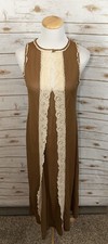 Vintage Gossard Artemis Brown Lace Nightgown Lingerie Sleepwear Small USA