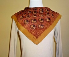 VTG Giorgio Armani Burnt Umber Burgundy Silk Floral Pattern Silk Square Scarf