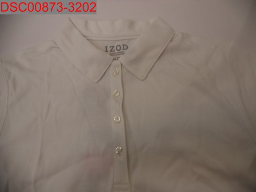Izod Girls' White Sensory Friendly Polo Uniform Shirt, Sz L (14/16) 192042799674 - Picture 3 of 9