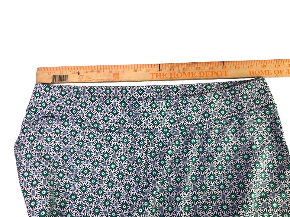 Calça Lands End feminina tamanho 1X estrela do mar cintura média perna reta verde multicolorida - Imagem 3 de 4