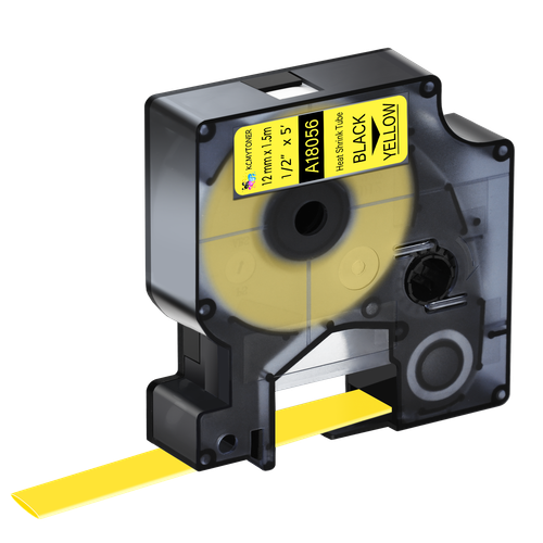 Etiqueta de tubo termorretráctil compatible DYMO 18056 1/2" amarillo para Rhino 4200 5200 4PK - Imagen 12 de 24