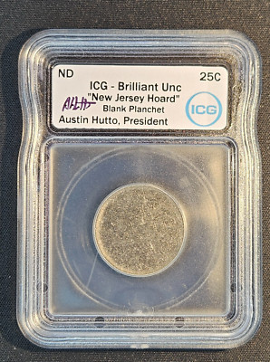 ICG Brilliant UNC New Jersey Hoard Blank Planchet 25c Austin
