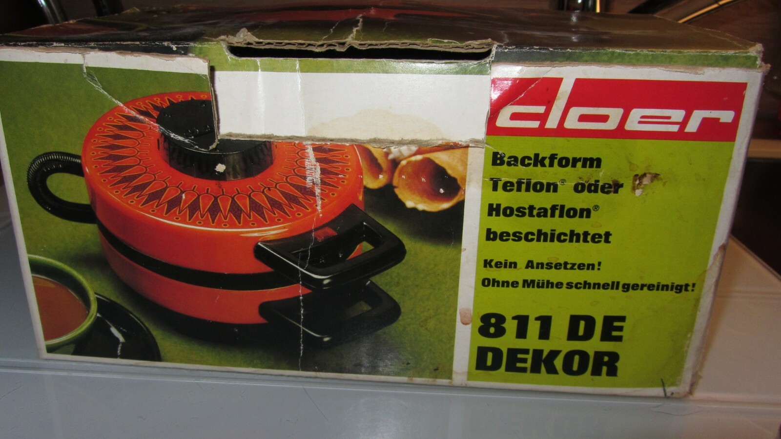 Waffeleisen/Hoerncheneisen-Cloer-Typ-811-A-Orange,OVP,Sehr guter ...