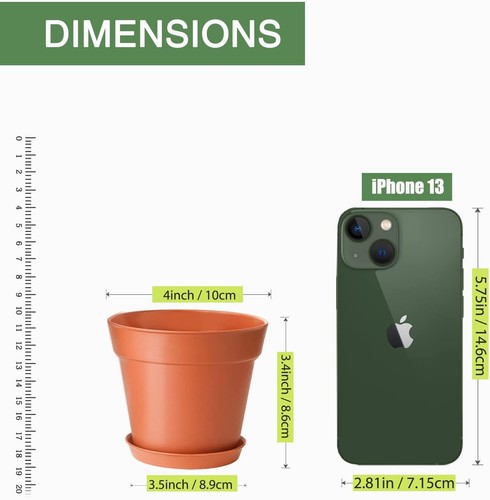 Small Plant Pots 4 Inch Set 28 with Saucers Indoor Plastic Planters Terracotta - Picture 5 of 6