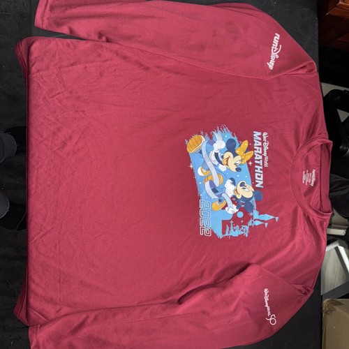 RunDisney Disney 2022 The Marathon Mens Long Sleeve Large Maroon - Picture 3 of 10