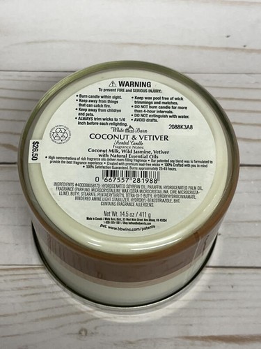 Bath & Body Works Coconut & Vetiver 3-Wick Candle - Picture 2 of 2