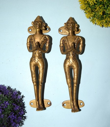 Tribal Door Handle Pair Brass Exercise Man Gym door Welcome Almirah Pull EK337 - Picture 8 of 9
