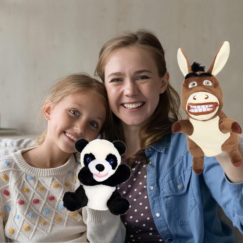 Panda Hand Puppet Plush Toy with Movable Mouth for Kids Role Play & Teaching, 9" - Picture 4 of 9