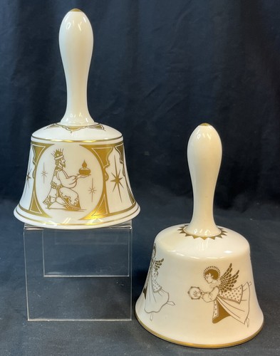 Hammersley Fine Bone China 1971 & 1973 Christmas Bells White & Gold ENGLAND (LTG - Picture 2 of 11