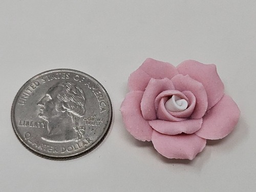 12 pcs Pink Porcelain Ceramic Roses Flowers Rose Heads VTG Cabochon Cameos 27mm - Picture 3 of 3