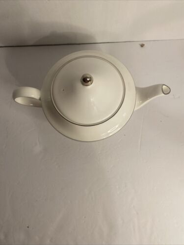 WEDGWOOD MARTHA STEWART Tea Pot RIBBON STRIPE Silver ***Read - Bild 2 von 9