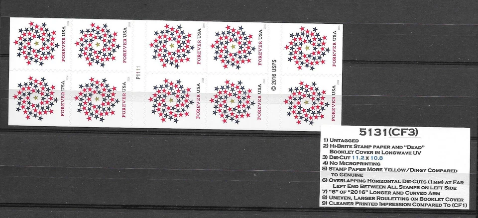 2016 Patriotic Spiral #5131a(CF1) +(CF3) Convertible Bklts of 10 + Normal Bklt. - Image 4 of 4