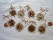 Easter Ornaments Ragon House glitter disk - Vintage Style Prints  8pc Silver NEW