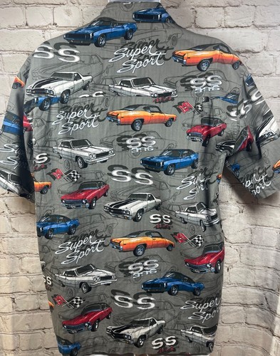 Vintage GM by David Carey Camp Shirt Sz L Chevy Classic Cars SS 454 Camaro Nova - Picture 8 of 11