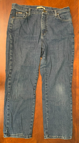Lee Relaxed Straight Leg High Rise Petite Stretch Jeans - Damen 12P, Medium Wash