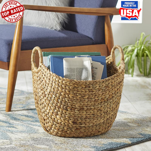 Extra Large Natural Water Hyacinth Boat Storage Basket Woven Organizing Solution