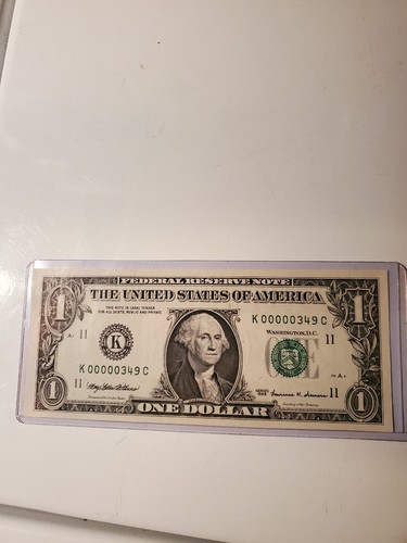 1999 $ 1.00 Very Low Number Federal Reserve Note. K 00000349 C ( RARE )🔥🔥🔥 - Picture 4 of 8