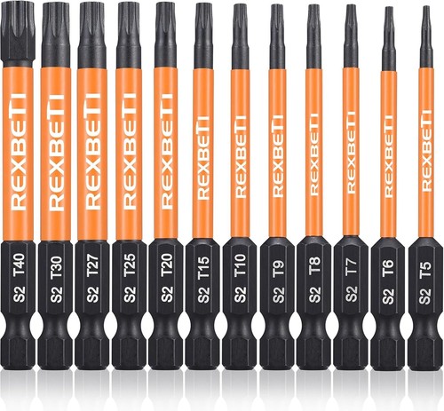 Complete Torx Head Screwdriver Bit Set: 12 Sizes, 3 Inch S2 Steel Construction - Picture 3 of 10