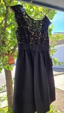 Eliza J Lace & Faille Dress Black Fit & Flare Party Cocktail 6P