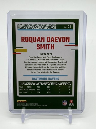 2023 Panini Donruss Football Roquan Daevon Smith Full Name Variation Ravens SP - Picture 2 of 2