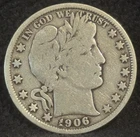 1906 United States Barber Half Dollar 50C Silver Coin